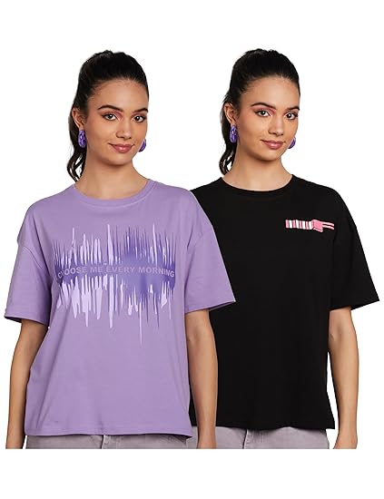 Amazon Brand - Symbol Women's Cotton Stretch Oversized Fit Round Neck Half Sleeve T-Shirt (Available in Plus Sizes)