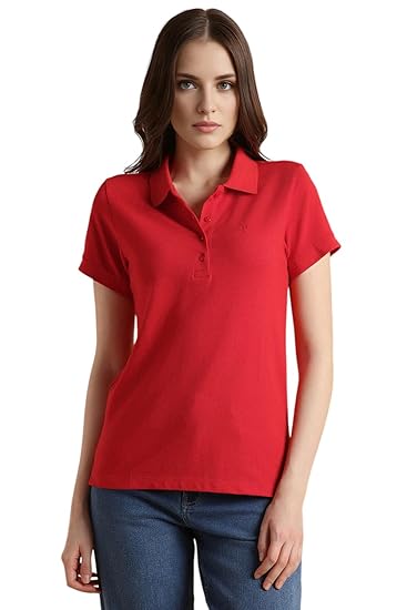 Van Heusen Women's Regular Comfort Fit Cotton Rich Button Polo T-Shirt Clothing T-Shirts