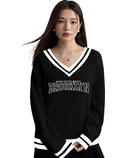 AUSK Women Tshirt || Full Sleeve Printed V Neck Regular Fit T-Shirt for Womens