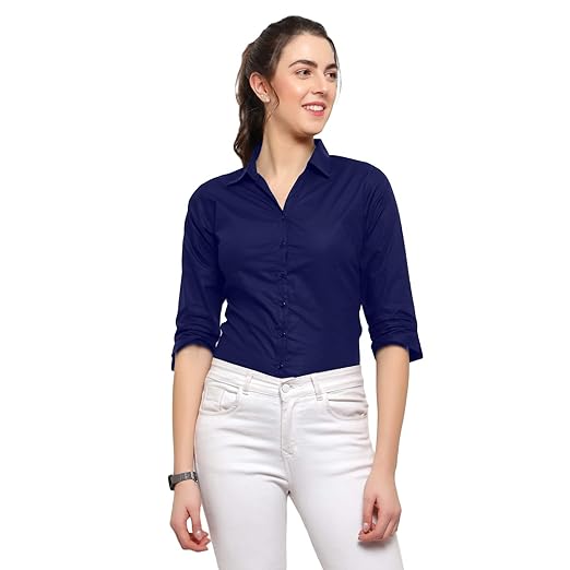 Blue Ronin Women 3/4 Sleeve Stylish Western Official Formal Shirts Regular fit Shirts for Women