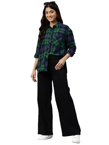 One femme Women Regular Fit Checked High-Low Casual Shirt