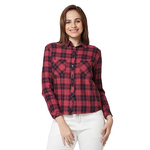 Spykar Women's Regular Fit Indigo Navy Shirts Clothing Shirts