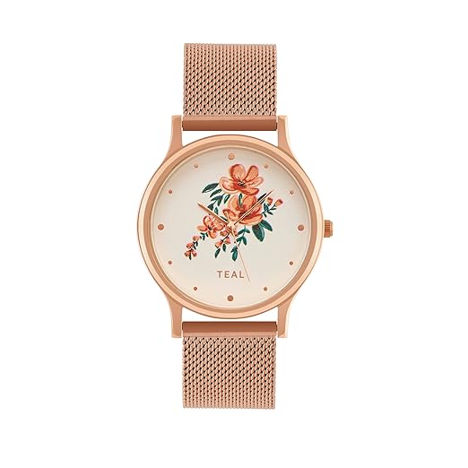 TEAL BY CHUMBAK Round Dial Analog Watch for Women|Forest Jade Collection| Stainless Steel Strap|Gifts for Women/Girls/Ladies |Stylish Fashion Watch for Casual/Work