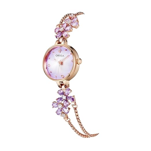 ORSGA Fleur Bracelet Watch for Women Dial Flower Chain Watches Analog Ladies Latest Stylish Diamond Wrist Gift Anniversary Birthday