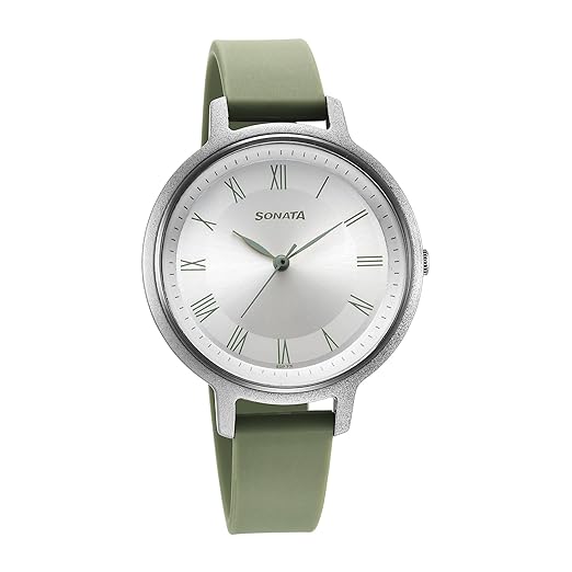 Sonata Polyurethane Silver Dial Analog Watch for Women-87049PP11W Accessories Watches